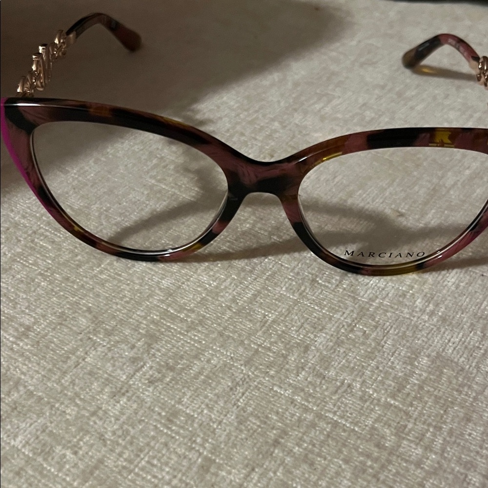 Marciano Tortoise Cat-Eye Glasses with Pink and Gold Accents by Guess - Picture 9 of 16
